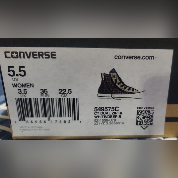 Converse Chuck Taylor All Star Dual Zip Hi Plaid, New In Box! W5.5/Youth 4 & 4.5 - Picture 11 of 12
